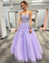Shop 2023 ANNAKOO Purple A Line Corset Back Floral Prom Dress Under 169