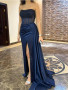 Shop 2023 ANNAKOO Strapless Navy Blue Sequin Prom Dress with High Slit Under 185