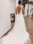 Shop 2023 ANNAKOO V Neck Backless White Lace Long Wedding Dress Under 175