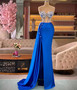 Shop 2023 ANNAKOO Royal Blue Mermaid Beading Sheer  Evening Dress Under 148