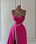 Shop 2023 ANNAKOO Fuchsia One Shoulder Mermaid Beading Prom Dress With Slit Under  195