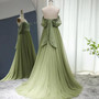 Shop 2023 ANNAKOO Off The Shoulder Sage Long Tulle Beading Prom Dress Under 245