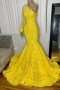Shop 2023 ANNAKOO Yellow One Shoulder Mermaid Sequin Long Sleeve Prom Dress under 267
