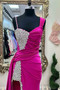 Shop 2023 Fuchsia Beading Straps Long Sweetheart Prom Dress With Slit Under 245