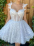 Shop 2023 ANNAKOO Sweetheart Neck Short White Lace Homecoming Dress Under 124
