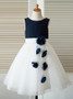 Two Tone Jewel White Flower Girl Dress with Flowers