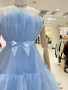 Shop 2023 ANNAKOO Short Blue Tulle Prom Homecoming Dresses with Bow Under 139