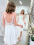 Shop 2023 ANNAKOO Open Back V Neck White Lace Short Homecoming Dress Under 124