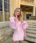 Sheath Pink Puffy Sleeve Sweetheart Mini Homecoming Dress