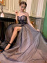 Shop 2023 ANNAKOO Champagne Sweetheart Tulle Long Prom Dress With High Slit Under 159