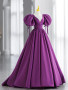 Shop 2023 ANNAKOO Puffy Sleeve Satin Purple Backless Prom Dress Under 168
