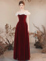 Shop 2023 ANNAKOO Off the Shoulder Burgundy Velvet Formal Dress Under 148