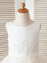 Cute Lovely Jewel White Flower Girl Dress with Appliques