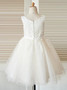 Cute Lovely Jewel White Flower Girl Dress with Appliques