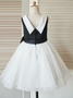  Black And White Jewel Open Back Flower Girl Dress
