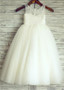 Cute Tulle Jewel Long Ball Gown Flower Girl Dress