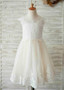 Tulle Jewel Beadings Knee-length A-line Flower Girl Dress