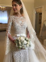 Long Sleeve Lace A Line Wedding Dress With Tulle Train