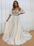 Shop 2023 ANNAKOO A Line Polka Dots Detachable Puff Sleeves Wedding Dress Under 259