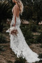 Shop 2023 ANNAKOO Trumpet Mermaid Lace V Neck Sweep Train Wedding Dress under 248