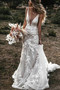 Shop 2023 ANNAKOO Trumpet Mermaid Lace V Neck Sweep Train Wedding Dress under 248
