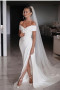 Shop 2023 ANNAKOO Satin Trumpet Mermaid Off The Shoulder Wedding Dress With Slit Under 189
