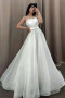 Shop 2023 ANNAKOO Detachable Long Sleeve Tulle Pleats Strapless Wedding Dress Under 195