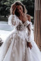 Shop 2023 ANNAKOO Off The Shoulder Sheer Long Sleeve Ball Gown Wedding Dress under 269