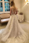 Shop 2023 Annakoo A-line Tulle V-neck Beading Lace Appliques Wedding Dress Under 258