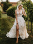 Shop 2023 ANNAKOO V Neck A Line Tulle Appliques Sheer Wedding Dress Under 288