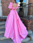 Shop 2023 ANNAKOO Open Back Puffy Sleeve Pink Satin Prom Dress Under 158