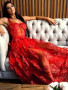 Shop 2023 ANNAKOO Sexy A Line Sheer Red Lace Long Prom Dress Under 159