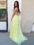Shop 2023 ANNAKOO Strapless Layered Yellow Lace Ruffles Long Prom Dressu Under 179
