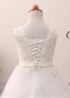 Scoop White Tulle Appliques Sashes Flower Girl Dress