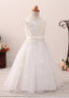 Scoop White Tulle Appliques Sashes Flower Girl Dress