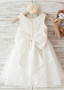 Simple Tulle & Satin Scoop Bowknot  A-line Flower Girl Dress