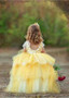 Yellow Ball Gown Flower Girl Dress With Handmade Flowers