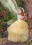 Yellow Ball Gown Flower Girl Dress With Handmade Flowers
