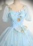Shop 2024 ANNAKOO Blue Floral Tulle Short Sleeves Ball Gown Sweet 16 Dress Under 188