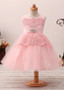 Pink Satin Jewel Neckline A-line Flower Girl Dress With Belt