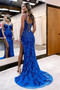 Shop 2024 ANNAKOO Blue Trumpet Mermaid Sequin Appliques Prom Dress With Slit Under 159