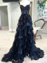 Shop 2024 ANNAKOO  Lace A Line Navy Lace Ruffles Prom Dress With Slit Under 165