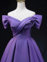 Shop 2024 ANNAKOO Off Shoulder Purple Satin Ruched Prom Dress Under 149