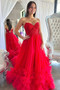 Shop 2024 ANNAKOO Red A Line Sweetheart Beading Appliques Tulle Prom Dress Under 179