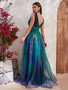 Shop 2024 ANNAKOO Peacock Panorama Tulle V Neck Prom Dress Under 69