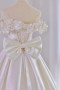 Shop 2024 ANNAKOO White Satin Long A-Line Bow Off The Shoulder Wedding Dress Under 199