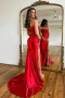 Shop 2024 ANNAKOO Red Sweetheart Satin Sheath Column Prom Dress With Slit Under 158