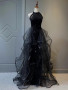 Shop 2024 ANNAKOO Black Halter Beading Sparkle Tulle Ruffles Prom Dress Under 148