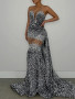 Shop ANNAKOO Mermaid Silver Sequin Sheer Sparkle Prom Dress Under 364