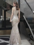 Shop 2024 ANNAKOO Champagne High Neck Sequin Trumpet Mermaid Prom Dress Under 149